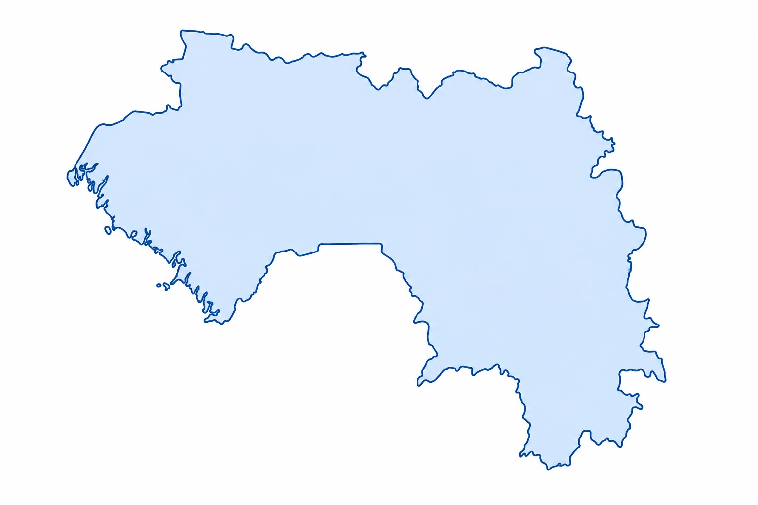 Map of Guinea showing Cora Services locations
